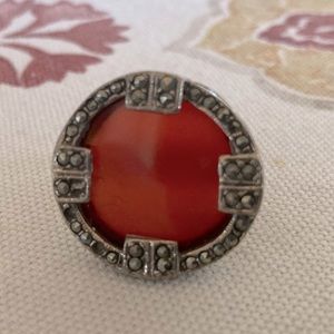 Onyx and marcasite ring